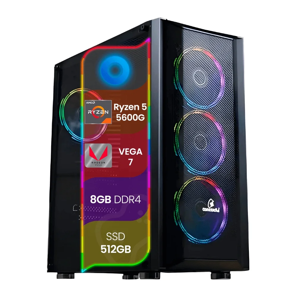 PC Gamer Top Concórdia, AMD Ryzen 5 5600g, 8GB RAM, Placa de video Vega, SSD 512GB, WINDOWS TRIAL