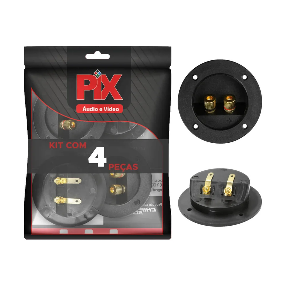Imagem 2 de 5 do produto 4x Terminal Borne Redondo 75mm Profissional Para Caixa De Som - Pix