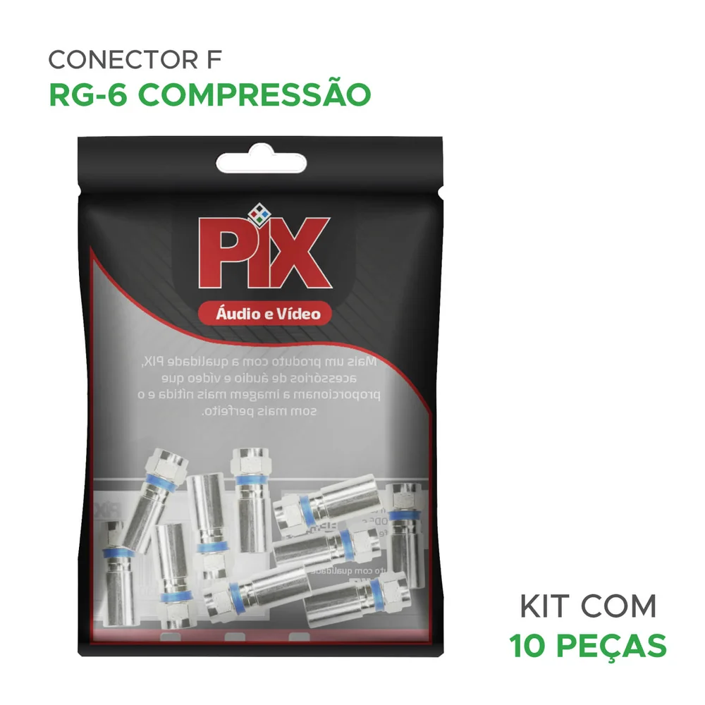 Imagem 2 de 3 do produto 10x Conector F Compressão Rg-6 Prova D'água Alta Qualidade