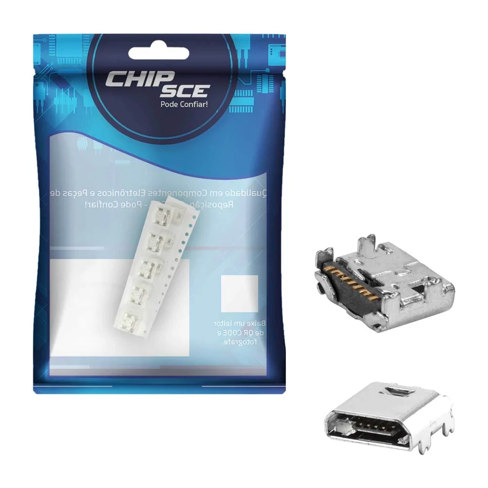 Imagem 3 de 4 do produto 10x Conector Micro Usb Fêmea P/ PCi Micro Usb V8 7p (5p+2p)