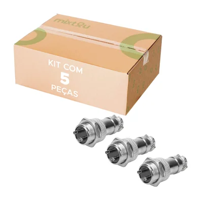 5x Conjunto Plug Conector Mike Kit Macho E Fêmea 2 Pinos