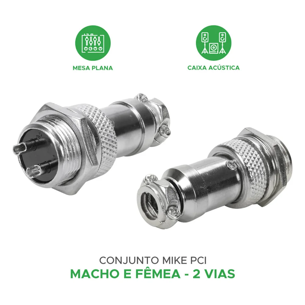 Imagem 3 de 5 do produto 5x Conjunto Plug Conector Mike Kit Macho E Fêmea 2 Pinos