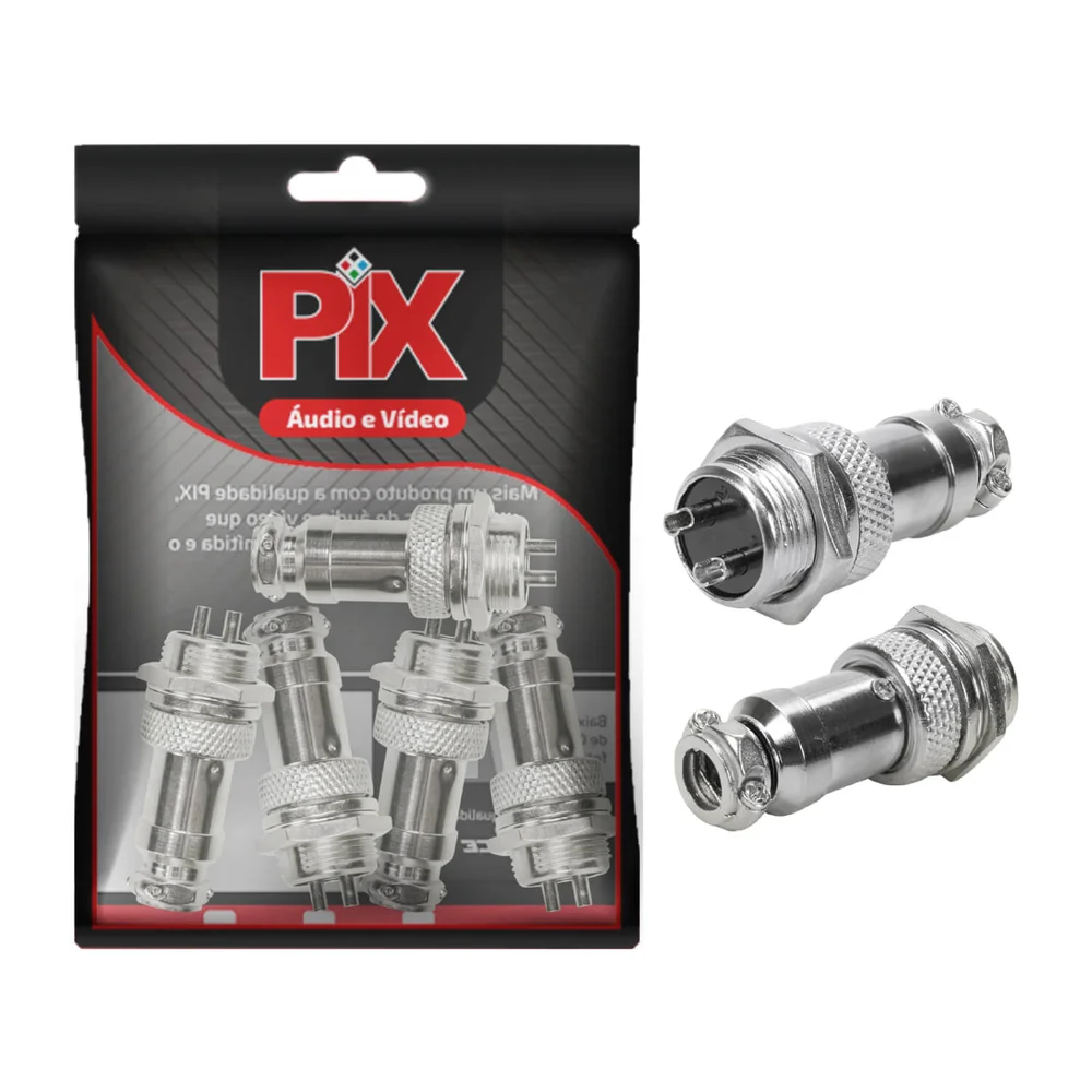 Imagem 4 de 5 do produto 5x Conjunto Plug Conector Mike Kit Macho E Fêmea 2 Pinos