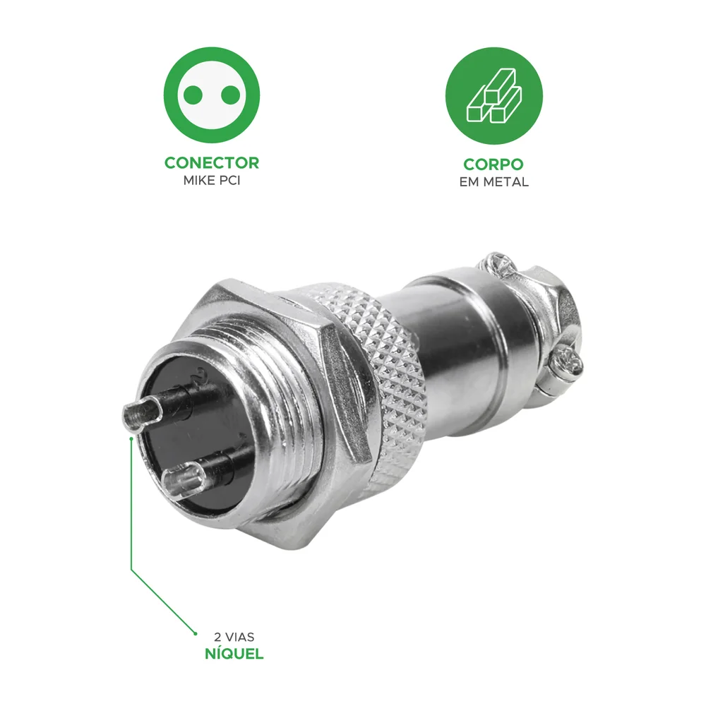 Imagem 5 de 5 do produto 5x Conjunto Plug Conector Mike Kit Macho E Fêmea 2 Pinos