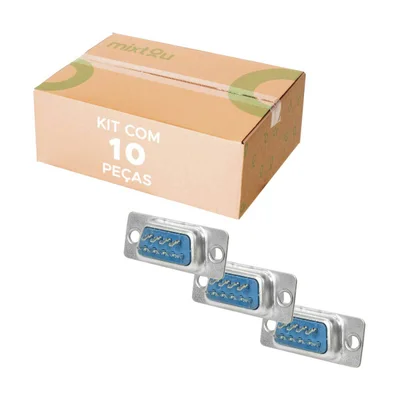 10x Conector Db9 Macho Solda Fio Rs232 Serial Alta Qualidade