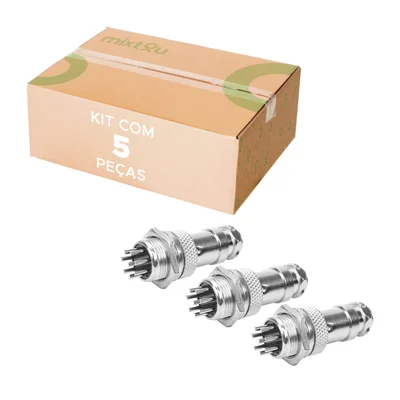 5x Conjunto Plug Conector Mike Kit Macho E Fêmea 8 Pinos