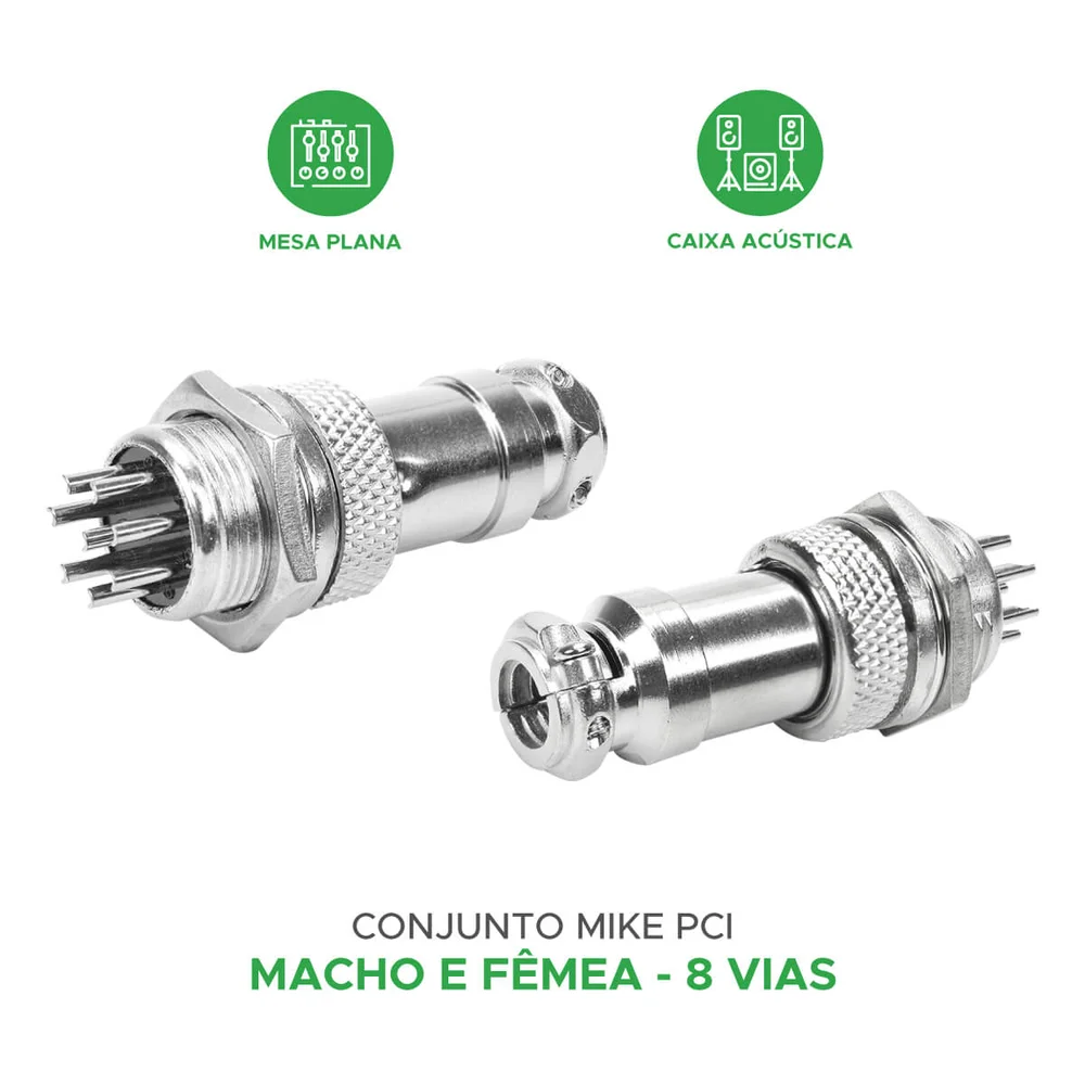 Imagem 2 de 5 do produto 5x Conjunto Plug Conector Mike Kit Macho E Fêmea 8 Pinos