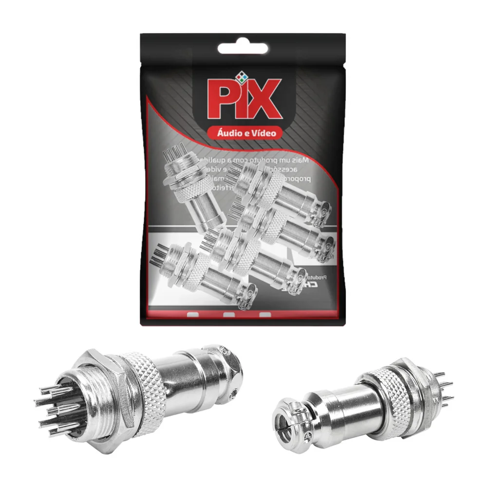 Imagem 4 de 5 do produto 5x Conjunto Plug Conector Mike Kit Macho E Fêmea 8 Pinos