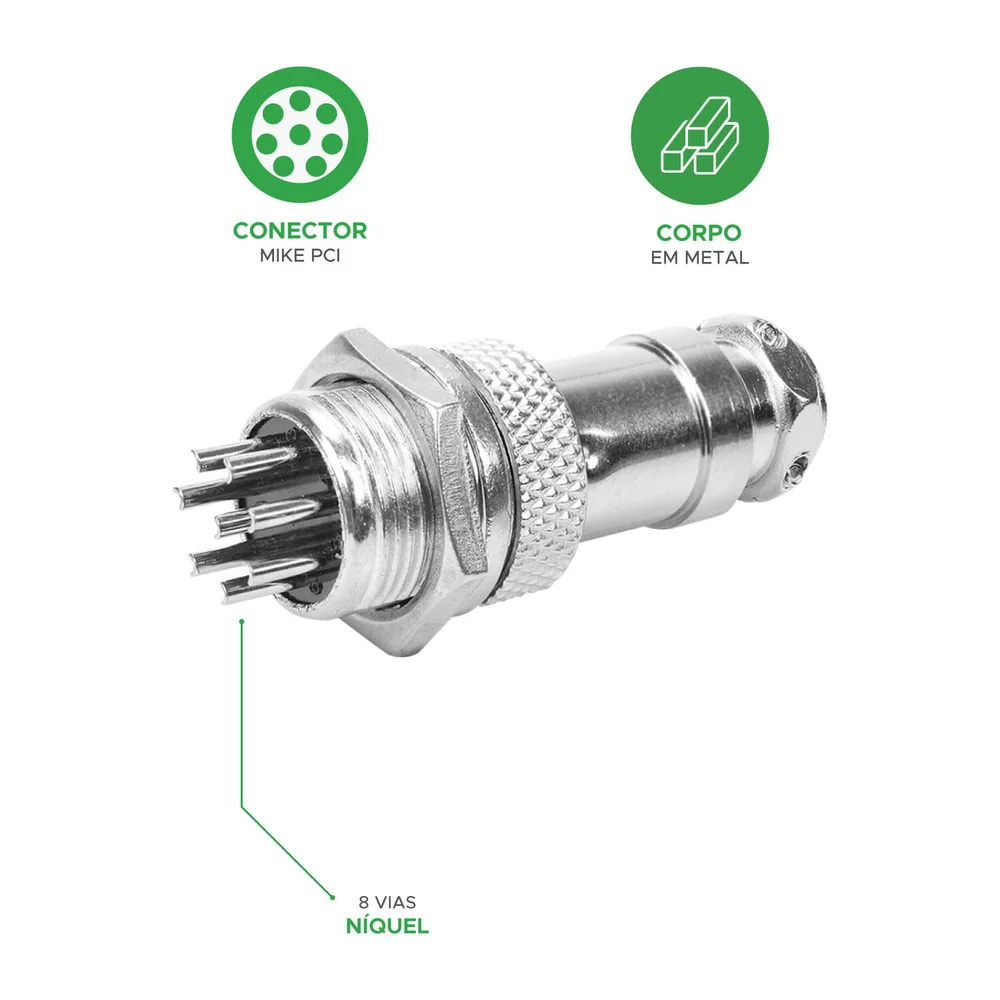 Imagem 5 de 5 do produto 5x Conjunto Plug Conector Mike Kit Macho E Fêmea 8 Pinos
