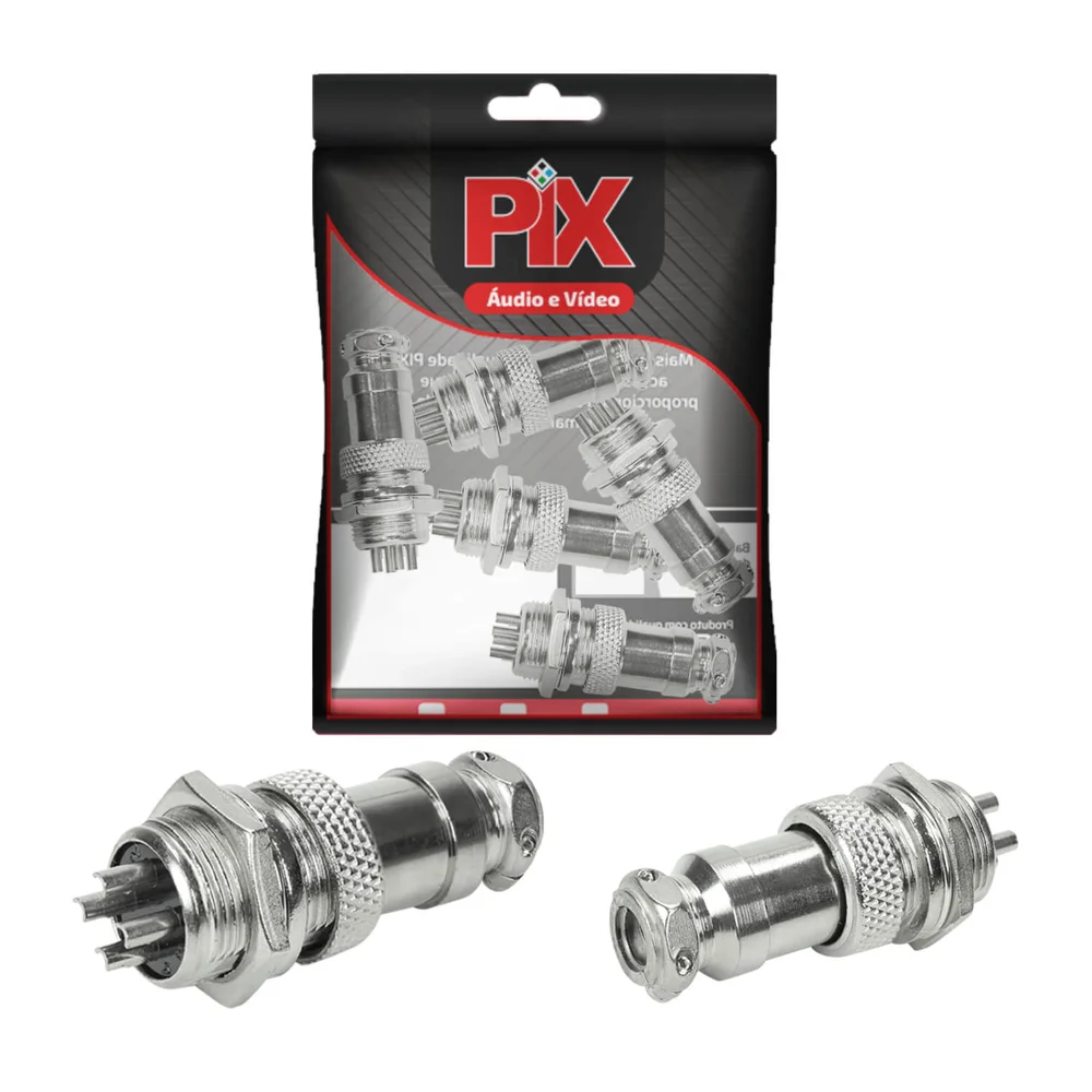 Imagem 4 de 5 do produto 5x Conjunto Plug Conector Mike Kit Macho E Fêmea 4 Pinos