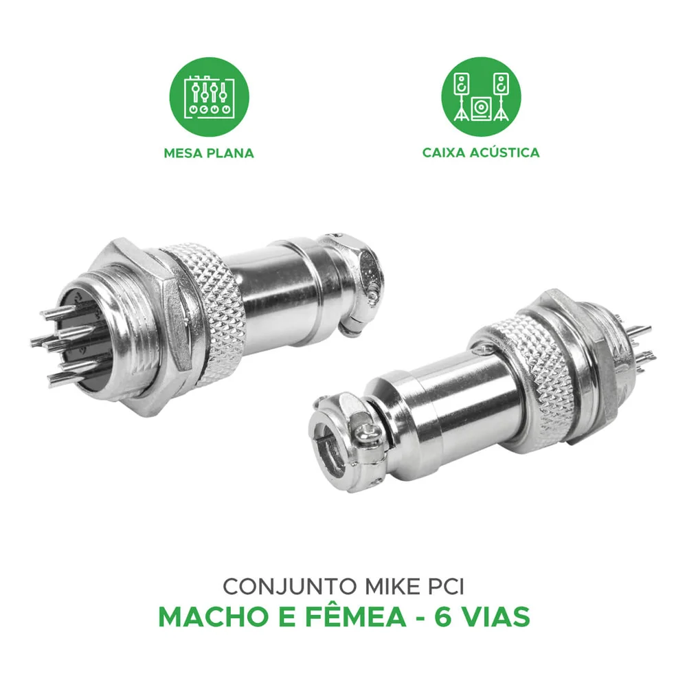 Imagem 3 de 5 do produto 5x Conjunto Plug Conector Mike Kit Macho E Fêmea 6 Pinos