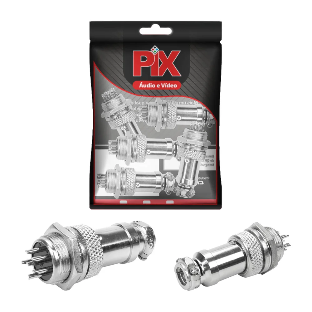 Imagem 4 de 5 do produto 5x Conjunto Plug Conector Mike Kit Macho E Fêmea 6 Pinos