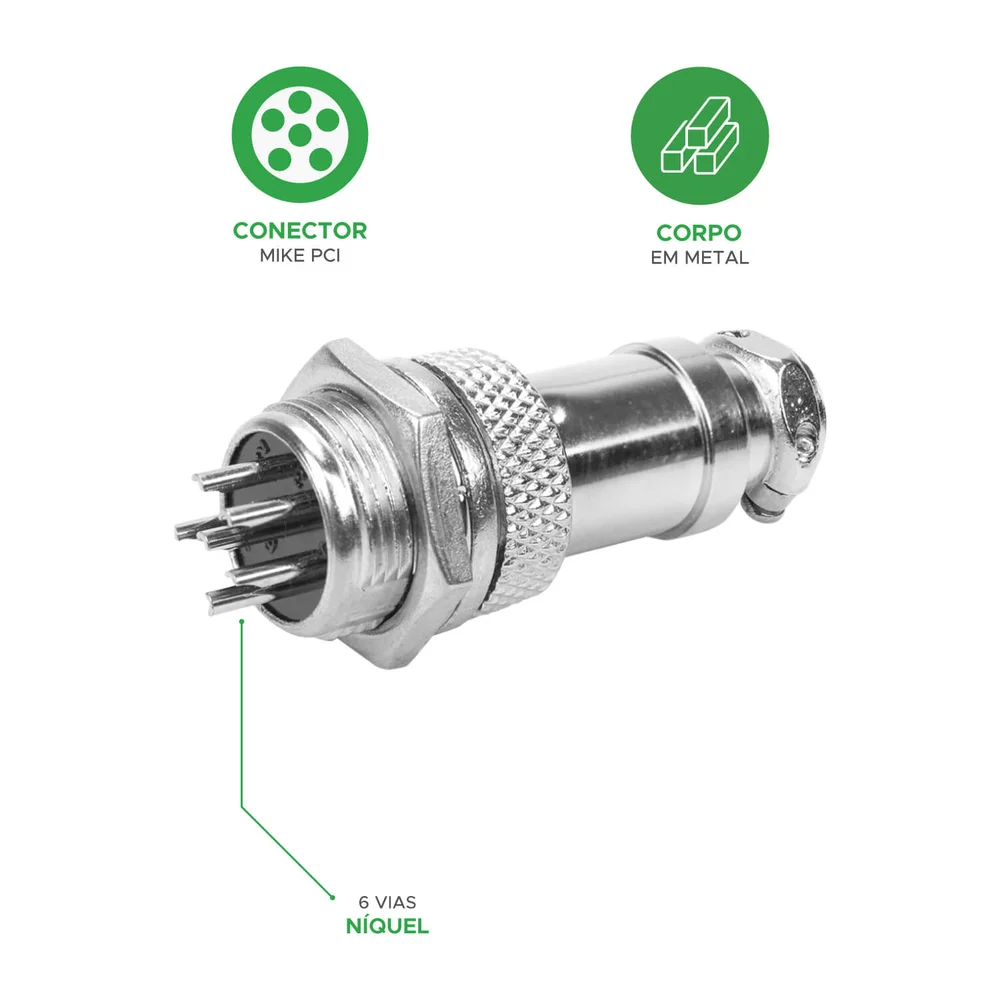 Imagem 5 de 5 do produto 5x Conjunto Plug Conector Mike Kit Macho E Fêmea 6 Pinos