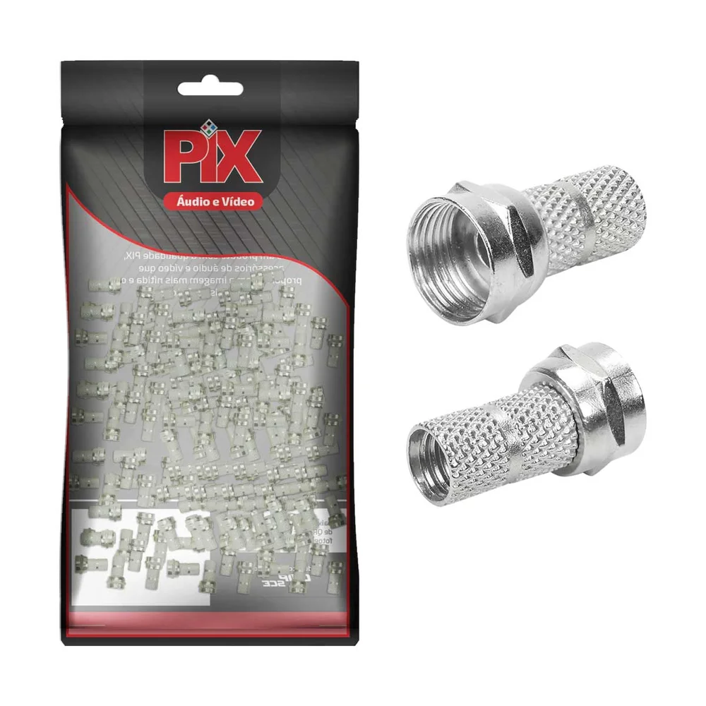 Imagem 3 de 3 do produto Kit 100 Conector F Rg-59 Rosca P/ Cabo Coaxial + Qualidade