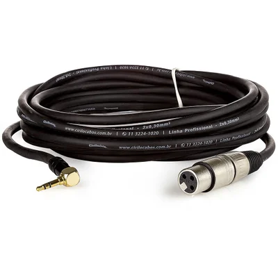 Cabo Profissional Xlr Fêmea Para P2 90 Graus Estereo - 2 Metros