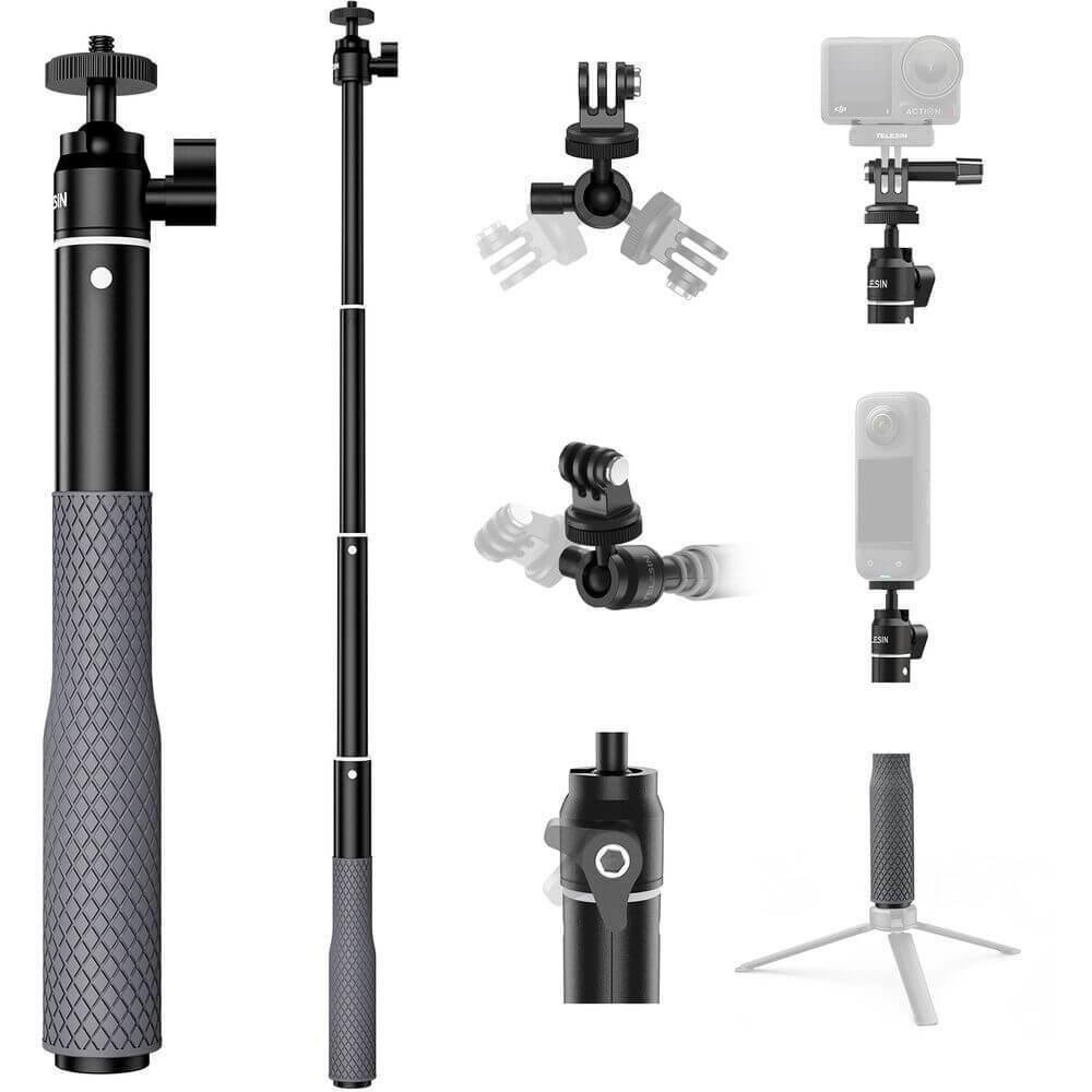 Bastão De Selfie Em Alumínio Para Gopro E Similares - Telesin Bastão De Selfie Em Alumínio Para Gopro E Similares - Telesin