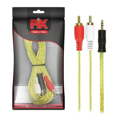 Cabo P2 / Rca Cristal 5m - P2 Estereo + 2 Rca Macho