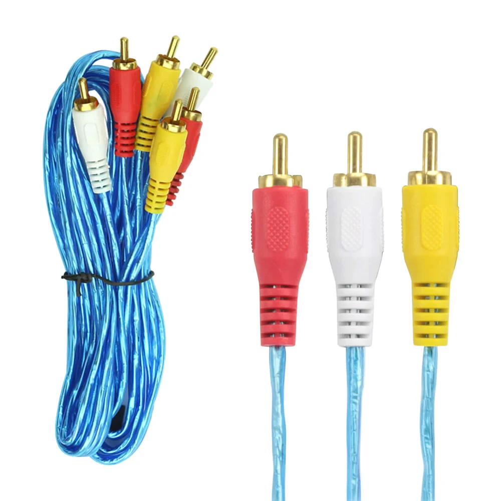 Imagem 3 de 3 do produto Cabo Rca Cristal 3  3 Rca 1,80m Gold Azul Konkay 018-7713