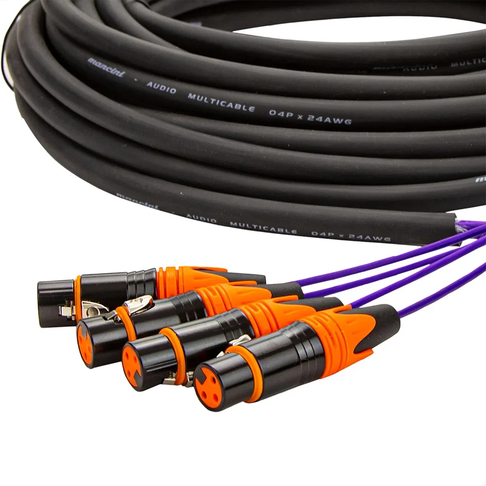 Imagem 2 de 5 do produto Multicabos Com Conectores Xlr 4 Vias - Profissional 13 Metros