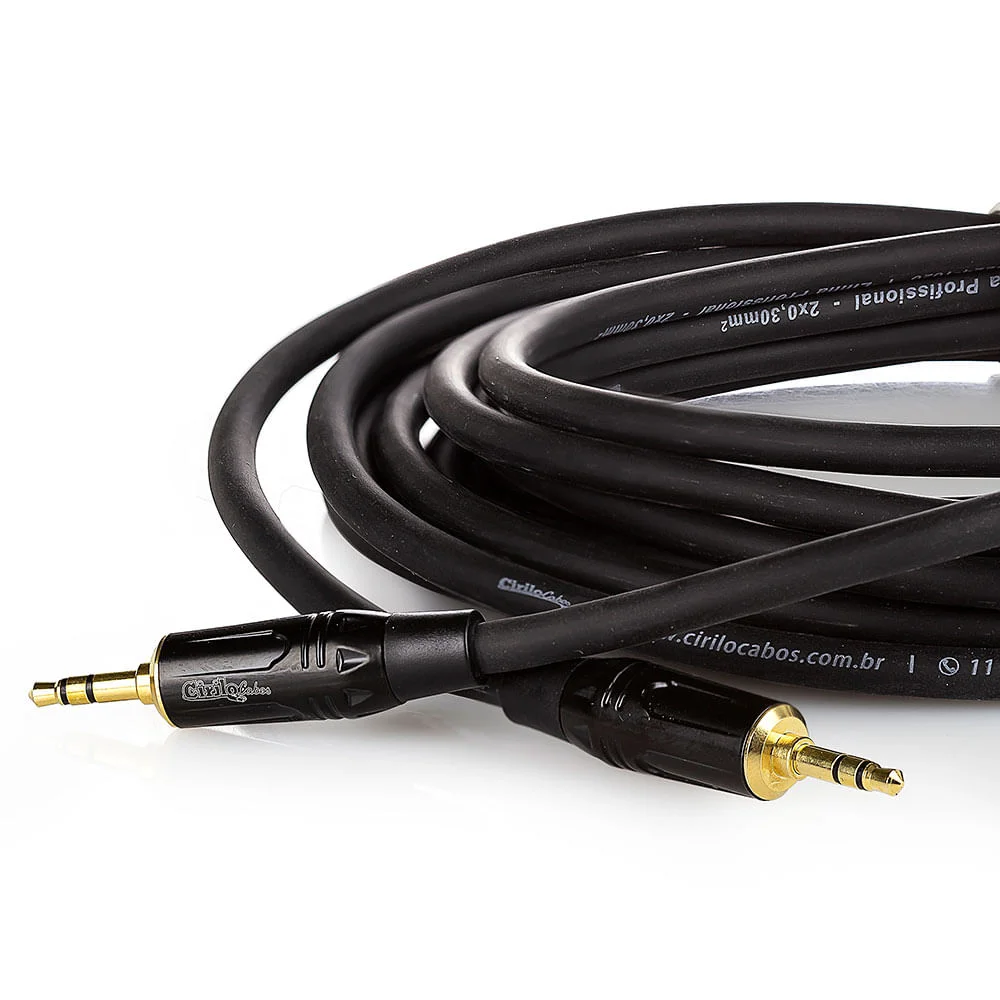 Imagem 2 de 2 do produto Cabo P2 Para P2 Estereo Macho Profissional - 1 Metro