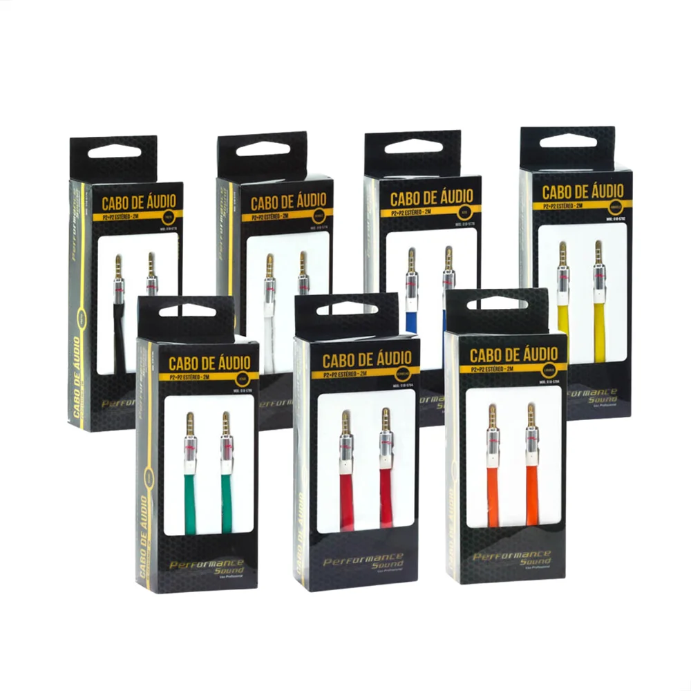 Imagem 2 de 5 do produto Cabo De Áudio Estéreo Flat P2 Para P2 Com 10 Metros Amarelo