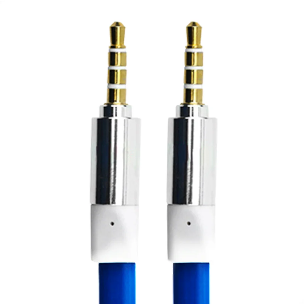 Imagem 2 de 5 do produto Cabo De Áudio Estéreo Flat P2 Para P2 Com 10 Metros - Azul