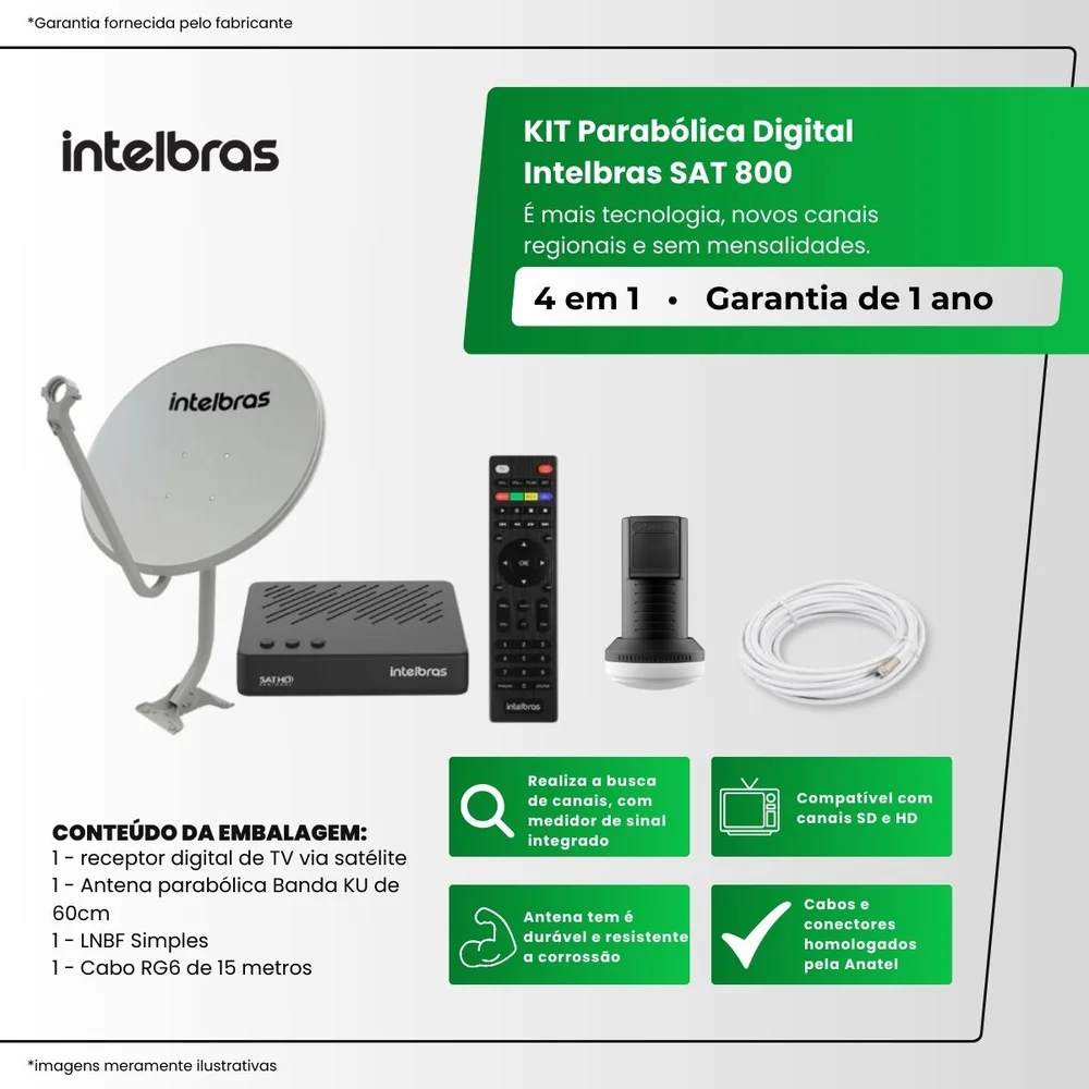 Imagem 5 de 5 do produto Sistema Banda Ku Digital Intelbras - Sat800