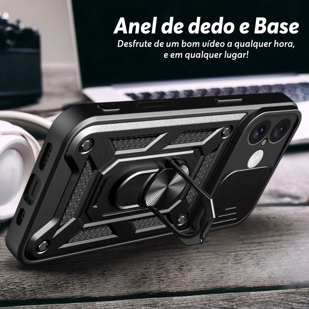 Imagem 2 de 5 do produto Capa Militar P/ Iphone 16 Normal - Capinha Case Protetora Anti Impacto Queda Armadura Resistente