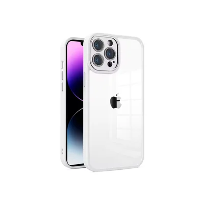Capa Capinha Case Clean Premium Borda Da Câmera Com Brilho Compatível Para Iphone 12 Pro Max - Branco