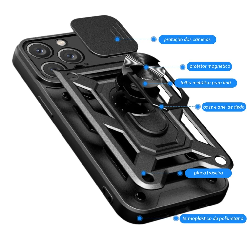 Imagem 4 de 5 do produto Capa Militar P/ Iphone 16 Pro - Capinha Case Protetora Anti Impacto Queda Armadura Resistente