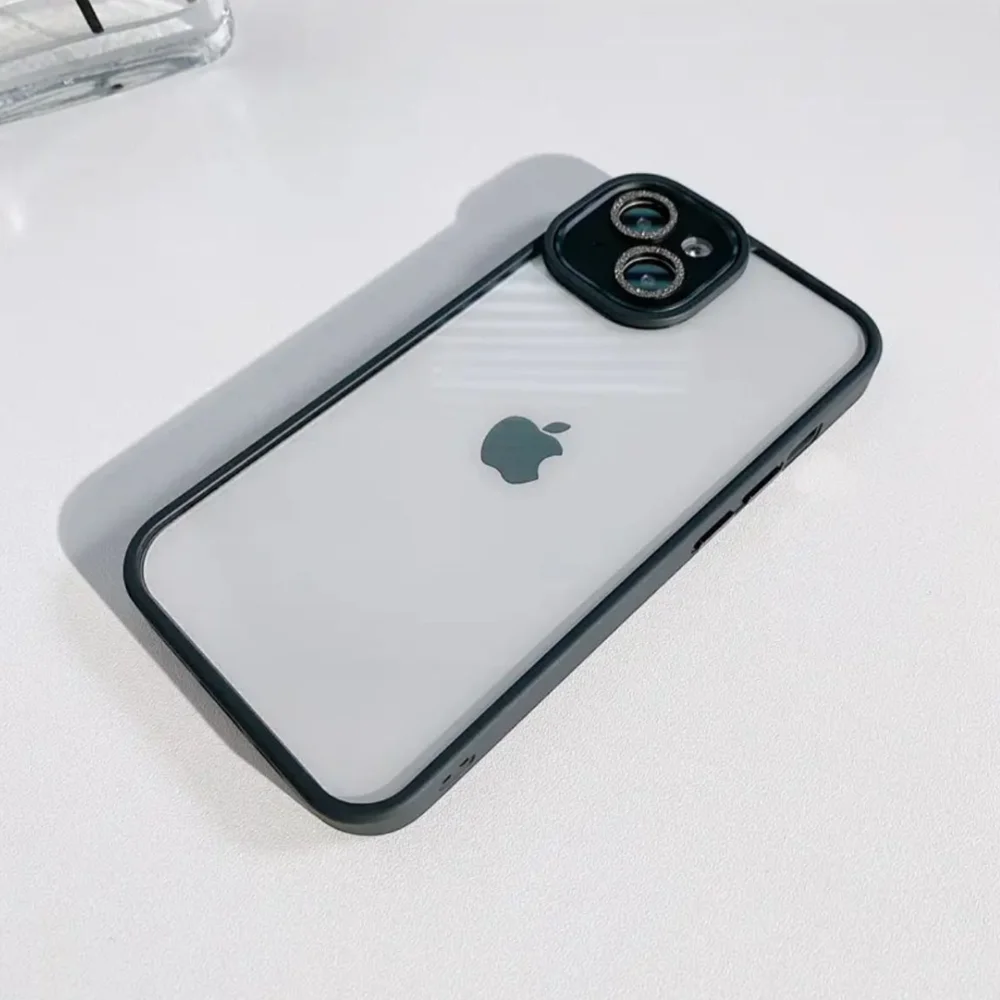 Imagem 2 de 5 do produto Capa Capinha Case Clean Premium Borda Da Câmera Com Brilho Compatível Para Iphone 12 - Preto