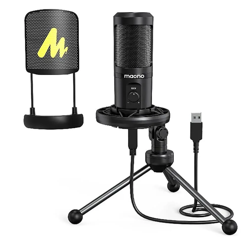 Imagem 3 de 5 do produto Microfone Gamer Podcast Usb Condensador Maono C/ Tripé