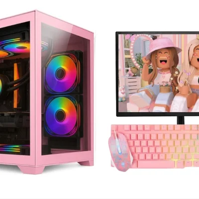PC Gamer Rosa Pink Feminino Completo Intel Core I5 Memoria Ram 16gb SSD 240GB Monitor HDMI  Kit Gamer