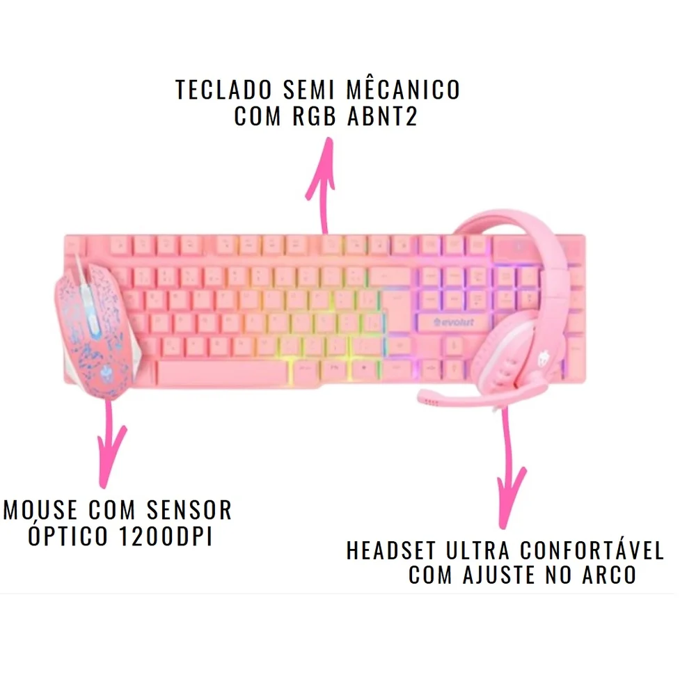 PC Gamer Rosa Pink Feminino Completo Intel Core I5 Memoria Ram 16gb SSD 240GB Monitor HDMI Kit Gamer - view 2