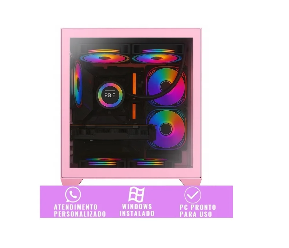 PC Gamer Rosa Pink Feminino Completo Intel Core I5 Memoria Ram 16gb SSD 240GB Monitor HDMI Kit Gamer - view 5