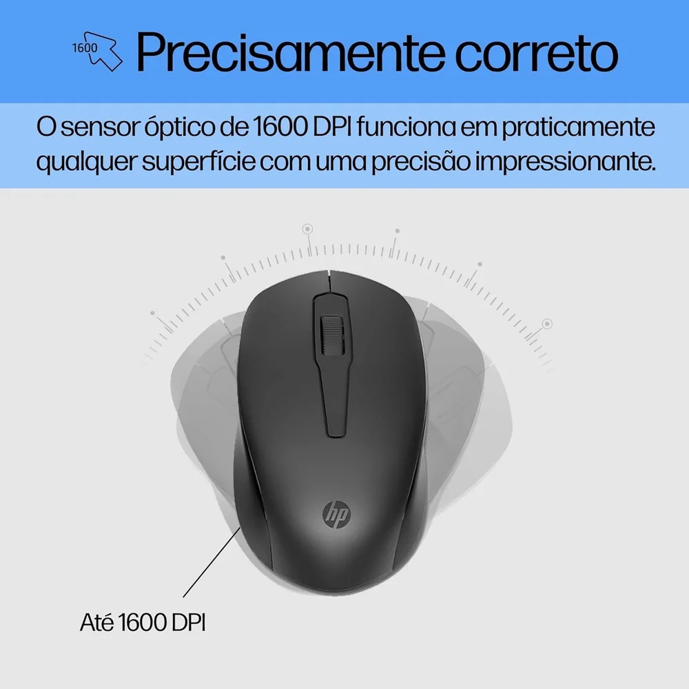 Imagem 3 de 5 do produto Kit Teclado E Mouse Sem Fio HP 330 Wireless, 2.4GHz, USB, Preto