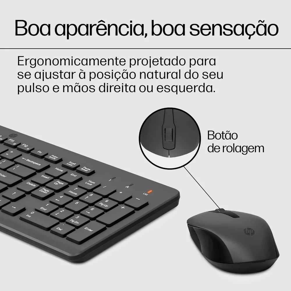 Imagem 5 de 5 do produto Kit Teclado E Mouse Sem Fio HP 330 Wireless, 2.4GHz, USB, Preto
