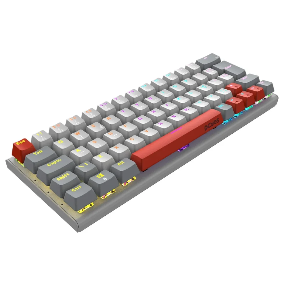 Imagem 2 de 5 do produto Teclado Gamer Mecanico 60% PCyes Kuromori White Ghost Switch Blue