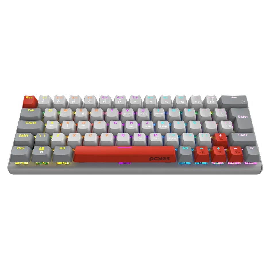 Imagem 3 de 5 do produto Teclado Gamer Mecanico 60% PCyes Kuromori White Ghost Switch Blue