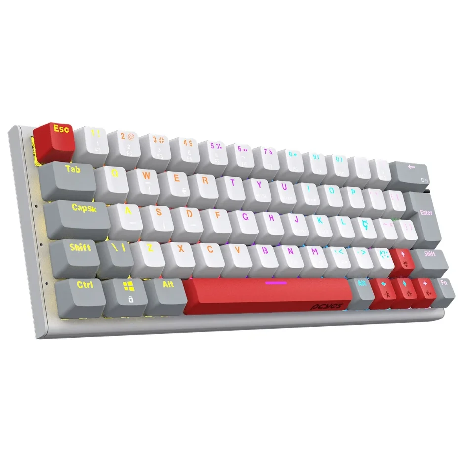 Imagem 4 de 5 do produto Teclado Gamer Mecanico 60% PCyes Kuromori White Ghost Switch Blue