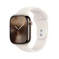 Apple Watch Series 10 Gps + Cellular • Caixa Dourada De Titânio – 46 Mm • Pulseira Esportiva Estelar – M/g
