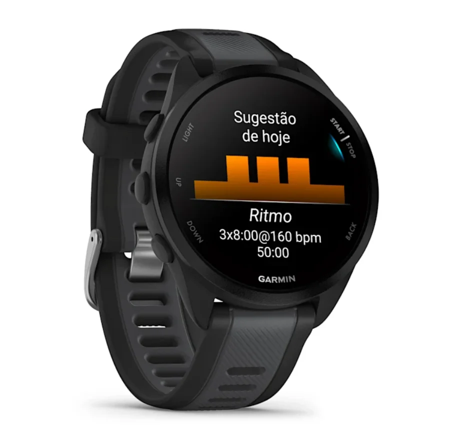 Smartwatch Garmin Forerunner 165 Tela AmoLED 1,2 ' Cx 43mm Cinza Ardósia.