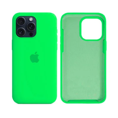 Capa Capinha Case Silicone Cover Premium Aveludada Com Logo Compatível Iphone 14 Verde Limão