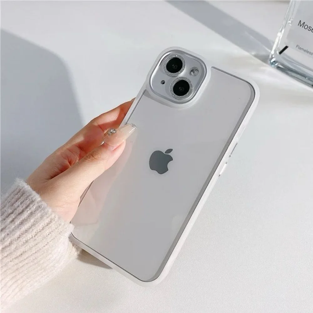 Imagem 4 de 4 do produto Capa Capinha Case Clean Premium Borda Da Câmera Com Brilho Compatível Para Iphone 12 - Branco