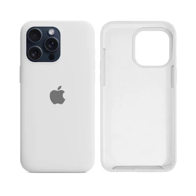 Capa Capinha Case Silicone Cover Premium Aveludada Com Logo Compatível Iphone 15 Branco