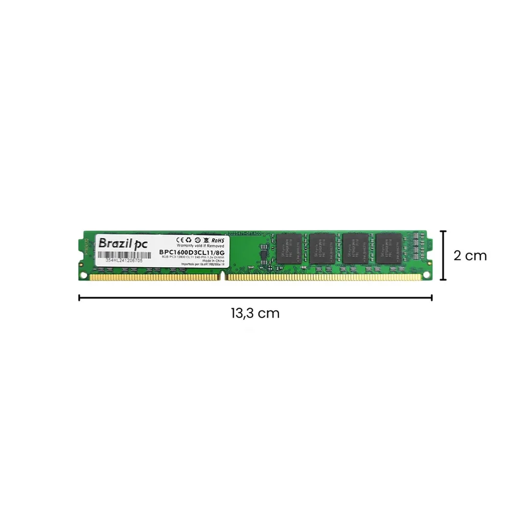 Imagem 4 de 5 do produto Memoria 8GB Brazil PC Ddr3 1600mhz Bpc1600d3cl11/8g