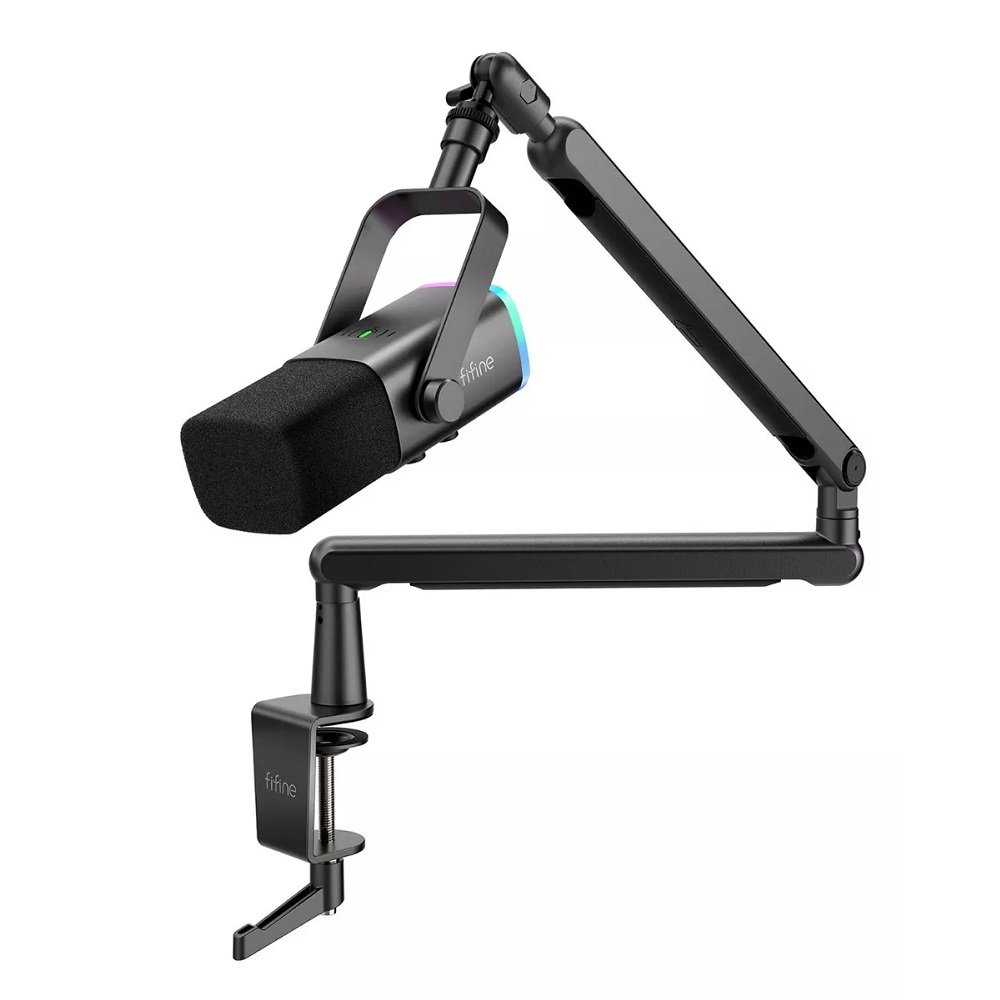 Microfone Dinâmico Fifine Usb/xlr Com Braço RGB Preto Tam8