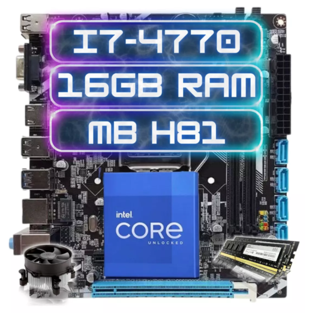 Kit Upgrade Gamer Intel Core I7-4770+mb H81+ Cooler+16gb Cor Preto