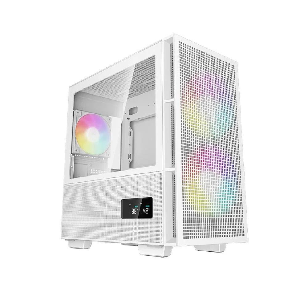 Gabinete Gamer Deepcool Ch360 Digital Wh, ARGB, Mini Tower, Display Digital, 3 Fans, Branco