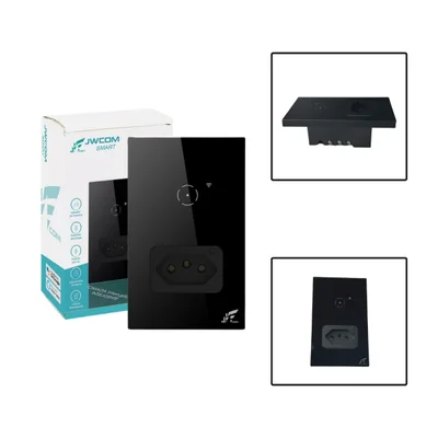 Interruptor Inteligente Wi-fi 1 Botão Touch Com Tomada 16a - Preto